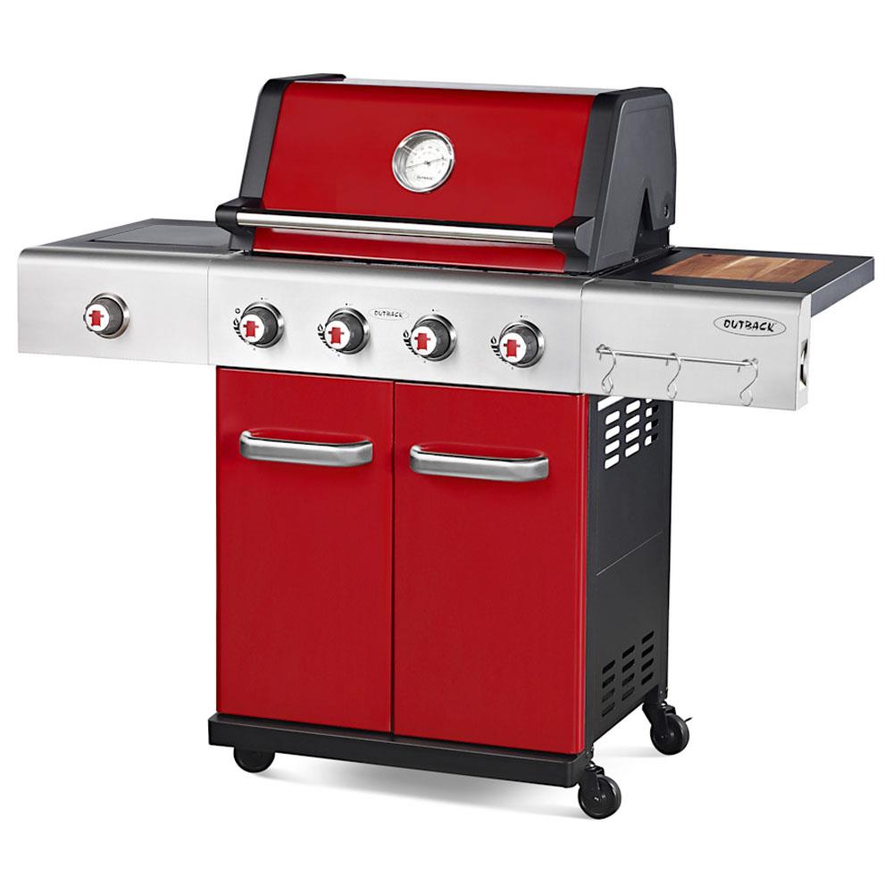 Outback Jupiter 4 Burner Gas BBQ Red 241368 Heavins.ie