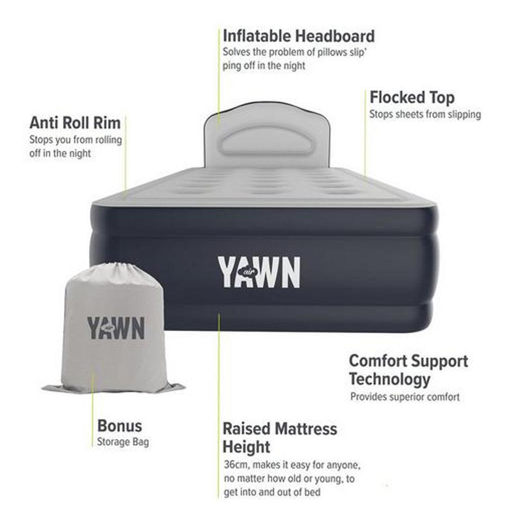 Yawn Air Inflatable Single Bed Dark Grey YAMHS2 Heavins Euronics
