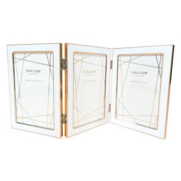 Tara Lane Ella Folding Photo Frame 4 x 6 - White / Gold | TL6371