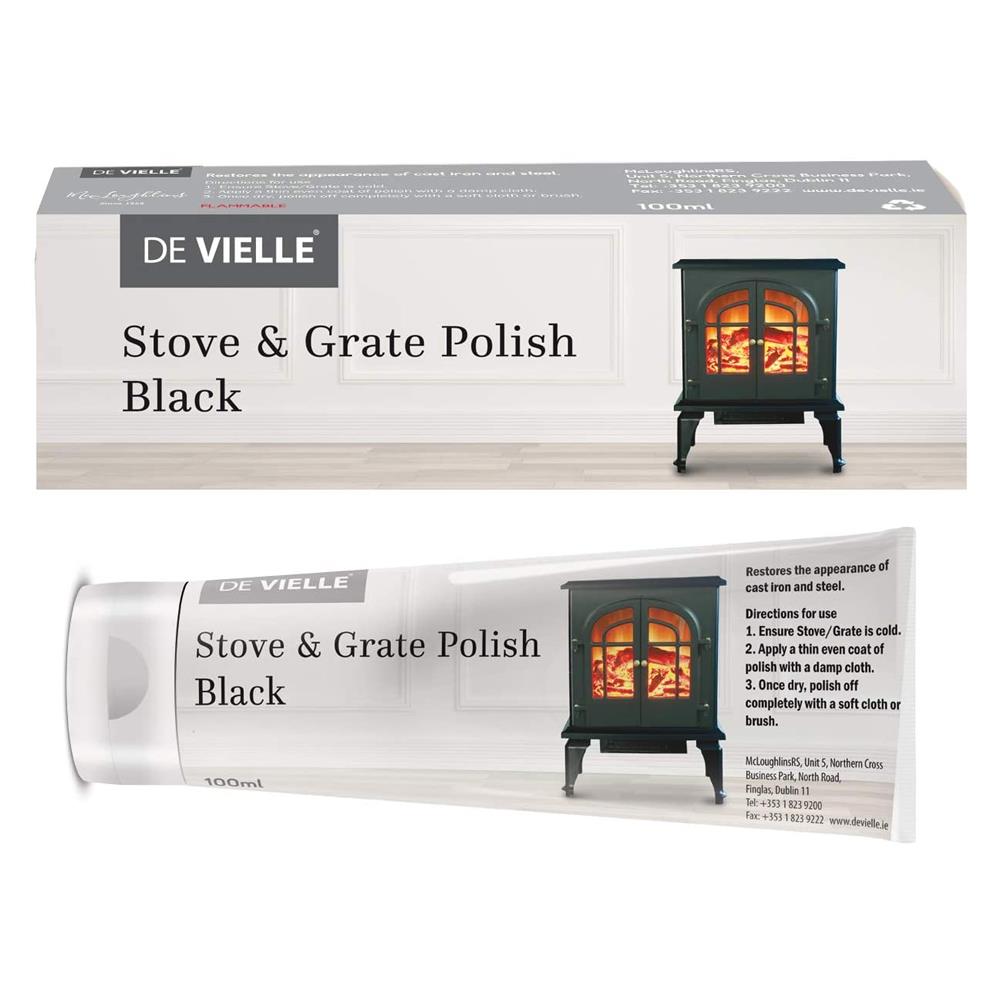 De Vielle Black Stove & Grate Polish 100ml Tube HOZ001Z Heavins.ie