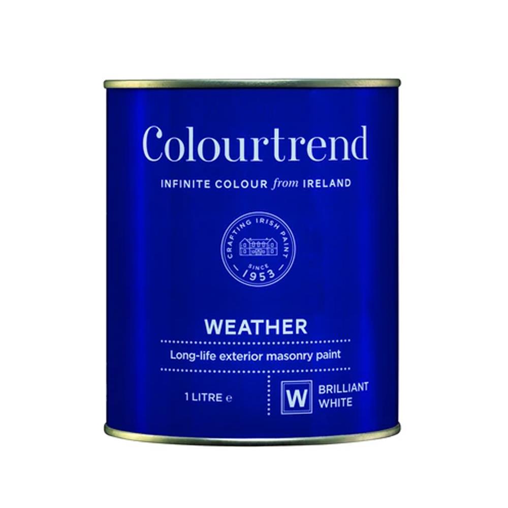 Colourtrend 1 Litre Weather Masonry Paint White M01103 Heavins.ie