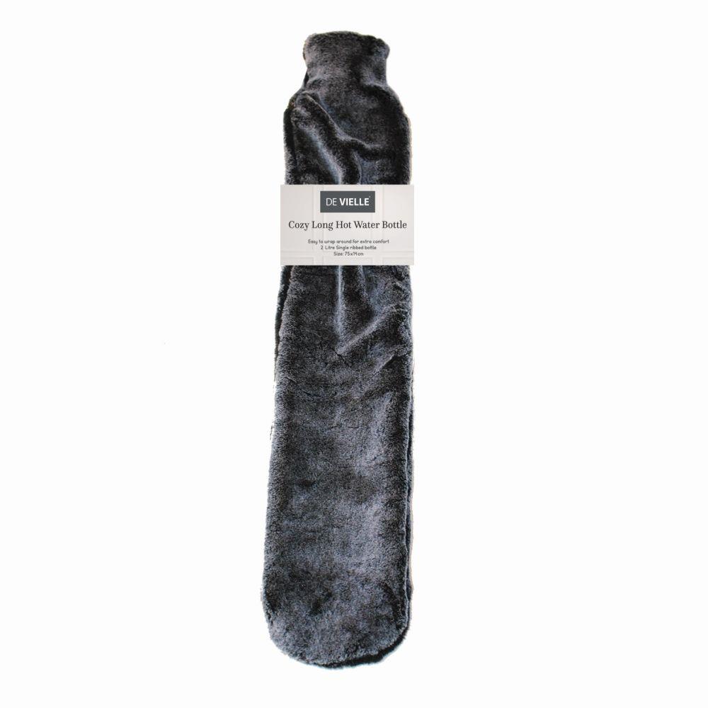 De Vielle Covered Long Hot Water Bottle Grey DEV965498 Heavins.ie