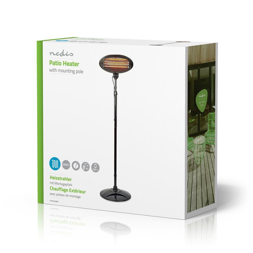 Nedis 2kw Free Standing Electric Patio Heater 190cm HTPA120EBK