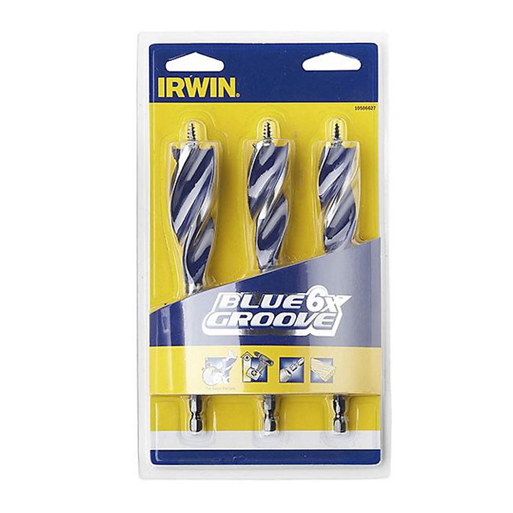 Irwin Blue Groove 6X Wood Drill Bit Set 3 Piece 2025mm XMS226XSET3 Heavins.ie