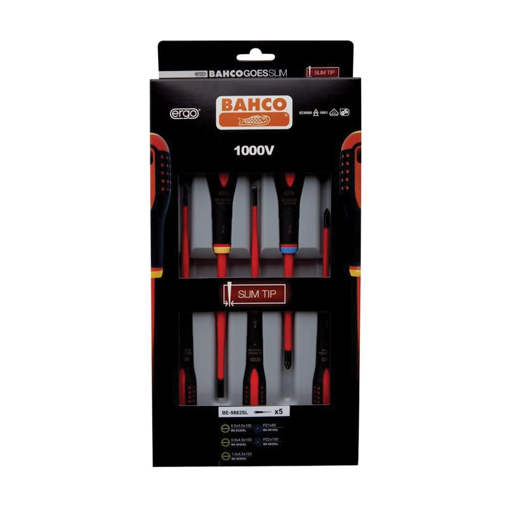 Bahco Insulated Screwdriver Set of 5 SL/PZ BAHB220015 Heavins.ie