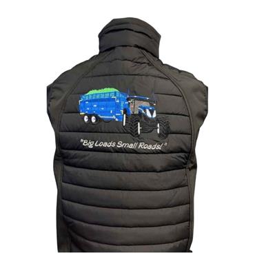 KIDS IMPACT HYBRID GILET â€“ BLUE TRACTOR & TRAILER