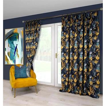 TASMIN 90X90" BLUE/OCHRE P/ PLEAT