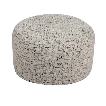 OTTOMAN ROUND COCO CREAM/BLACK
