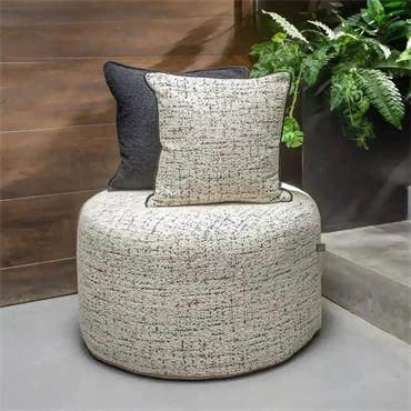 OTTOMAN ROUND COCO CREAM/BLACK
