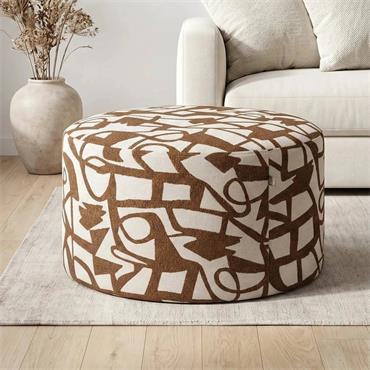 OTTOMAN ROUND HENRI COGNAC