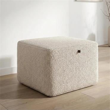 OTTOMAN ROUND ROWAN CREAM/GOLD