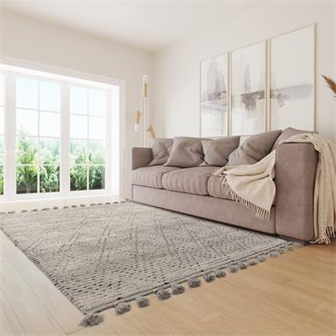 Nepal 120x170cm Grey/Black Diamond Rug