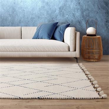 Nepal 120x170cm Cream/Blue Linear Rug