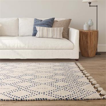 Nepal 200x290cm Cream/Blue Diamond Rug