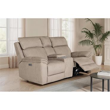 Braxton 2 Seater with Console Electric Recliner Latte
