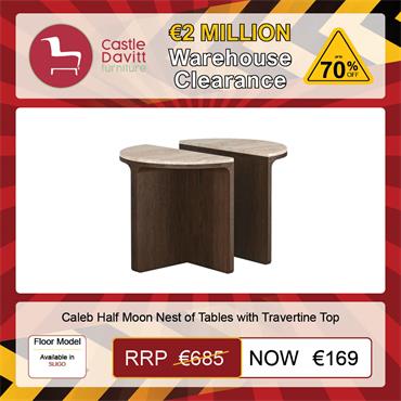 Caleb Half Moon Nest of Tables with Travertine Top