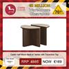 Caleb Half Moon Nest of Tables with Travertine Top