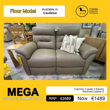 Colombo 2 seater 2 Electric Recliners Leather E