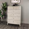 Dillon Tall Chest 5 Drawer Ribbed Top Drw Stone