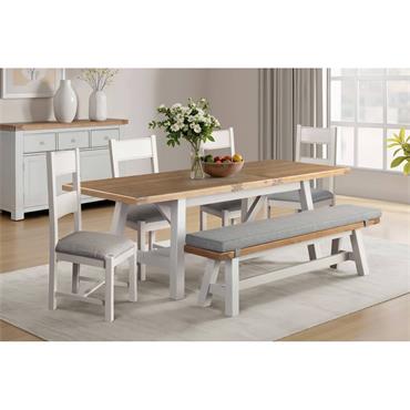 Detta Dining Bench Fabric Cushion Grey