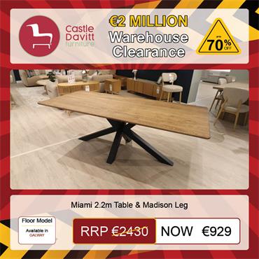 Miami 2.2m Table & Madison Leg