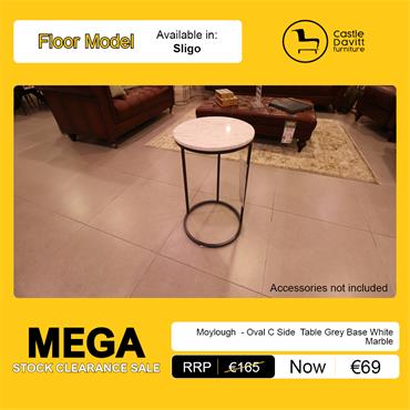 Moylough Oval C Side Table Grey Base White Marble
