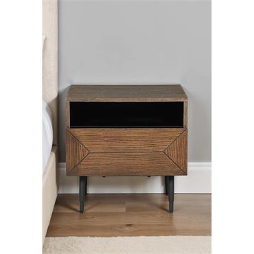Nickson Bedside Table 1 Drawer Smoked Oak