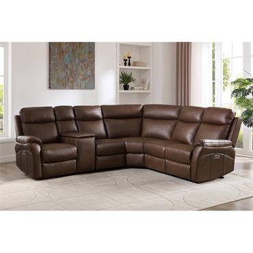 Nelly Corner Group Electric Recliner Brown