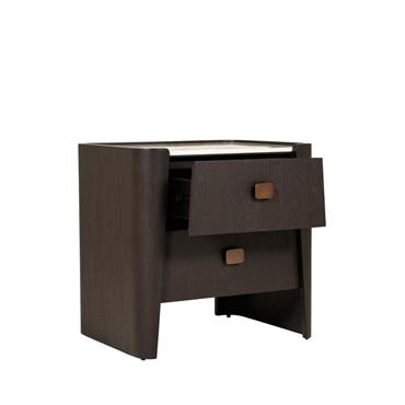 Rhea Bedside Table 2 Drawer Ebony