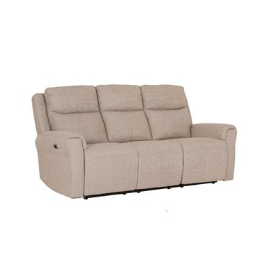 Rusto 3 Seater Electric Recliner Mushroom Fabric