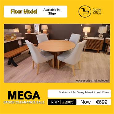 Sheldon 1.2m Dining Table & x4 Josh Chairs