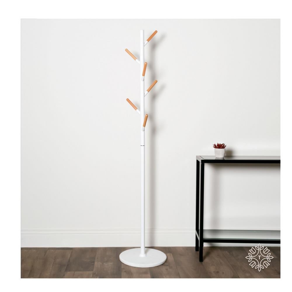 CONTEMPORARY HAT & COAT STAND MARBLE BASE WHITE Castle Davitt