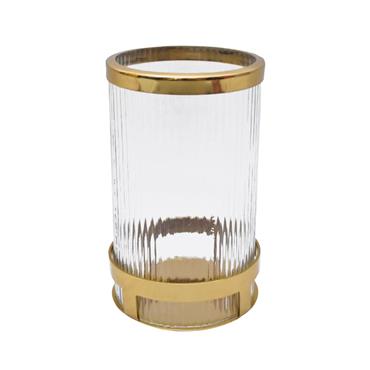 VEDA HURRICANE CANDLE HOLDER GOLD 26CM