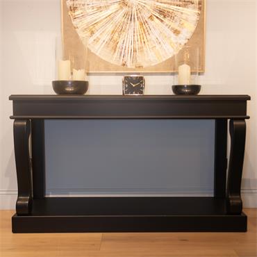 SCROLL BLACK 140CM CONSOLE TABLE ANT MIRROR