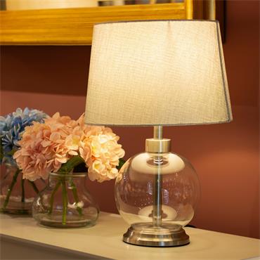 BELLA GLASS LAMP SILVER 45CM