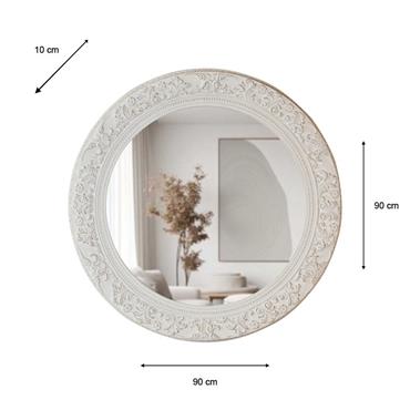 YVETTE ROUND MIRROR 90CM CREAM