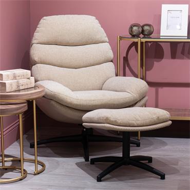 KHLOE ROCKING SWIVEL CHAIR WITH STOOL BISCUIT