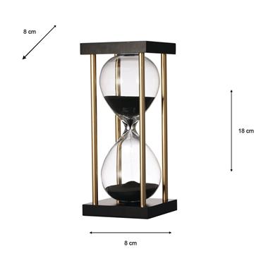HOURGLASS IN STAND 17.5CM BLACK APPROX 15 MIN