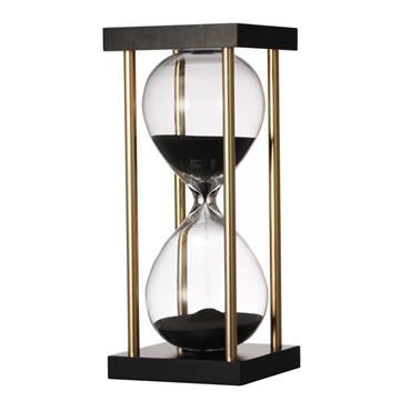 HOURGLASS IN STAND 17.5CM BLACK APPROX 15 MIN