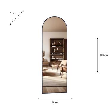 MODENA ARCH WALL MIRROR BLACK 40X120CM