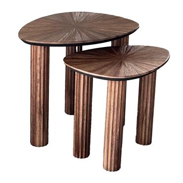 RAY S/2 SIDE TABLES DARK TEAK