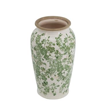 GREEN FLORAL VASE 30CM