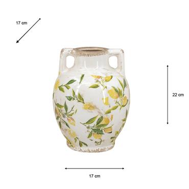 LEMON TWO HANDLED VASE 22CM