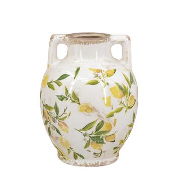 LEMON TWO HANDLED VASE 22CM