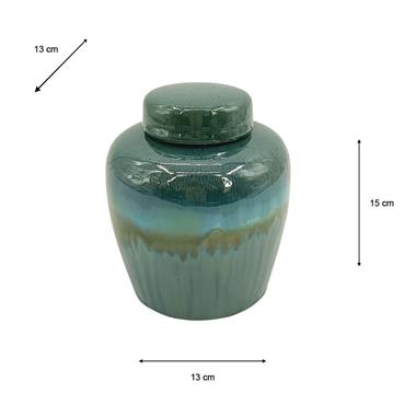 REACTIVE GLAZE LIDDED JAR 15CM
