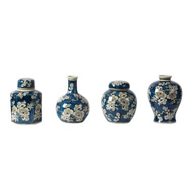 BLUE & WHITE S/4 JAR/VASE