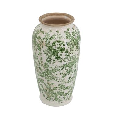 GREEN FLORAL VASE 37CM