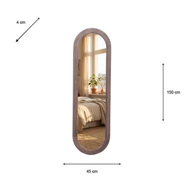 STEPPED PILL SHAPE DRESSING MIRROR NATURAL 45X150CM