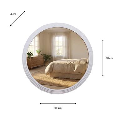 STEPPED ROUND WALL MIRROR OYSTER 90X90CM