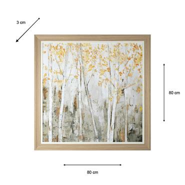 FRAMED PRINT AMBER LEAVES 80X80CM
